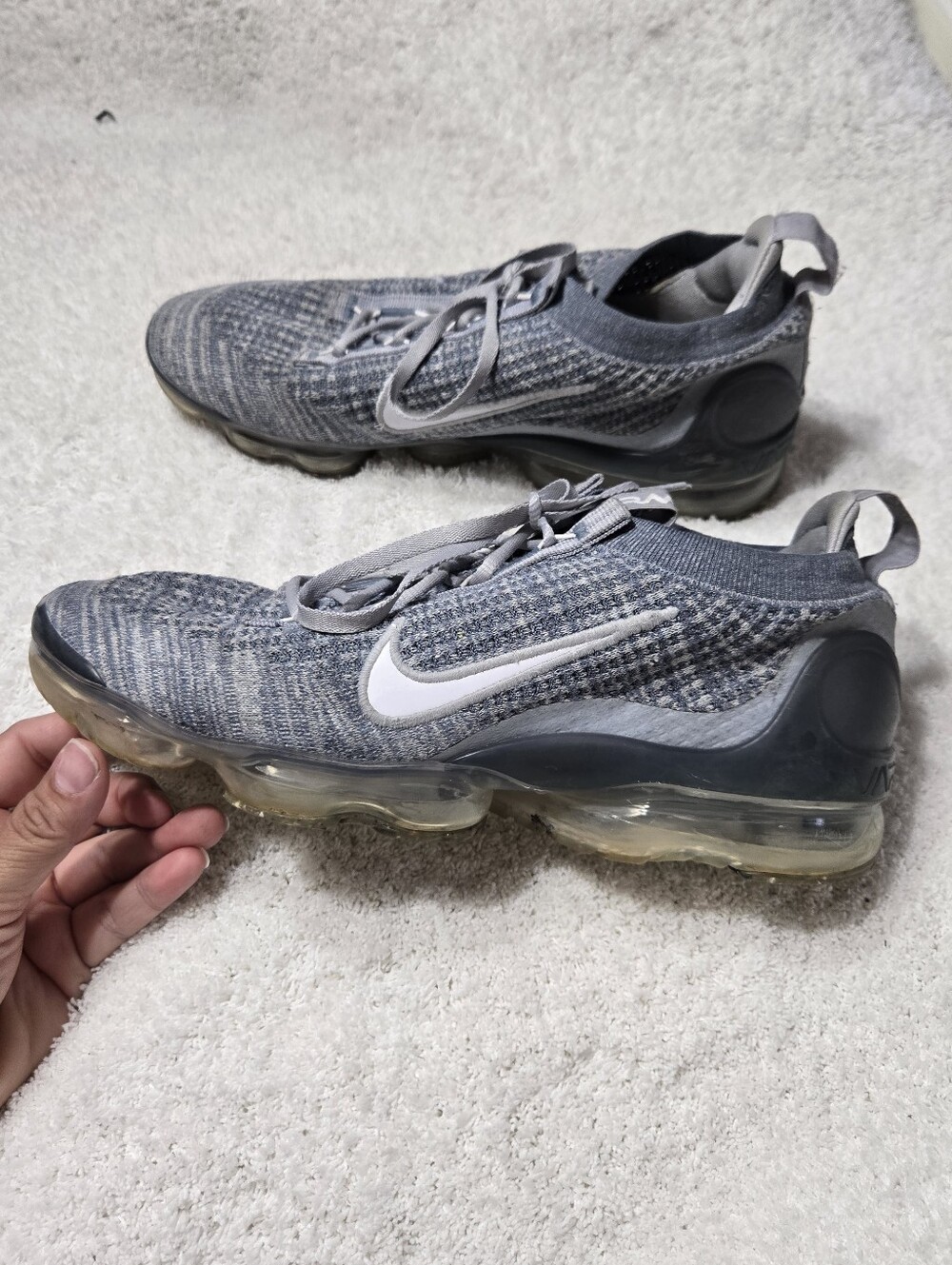 Nike Air VaporMax Flyknit 2021 Men's Size 10 Running Shoes Gray Blue